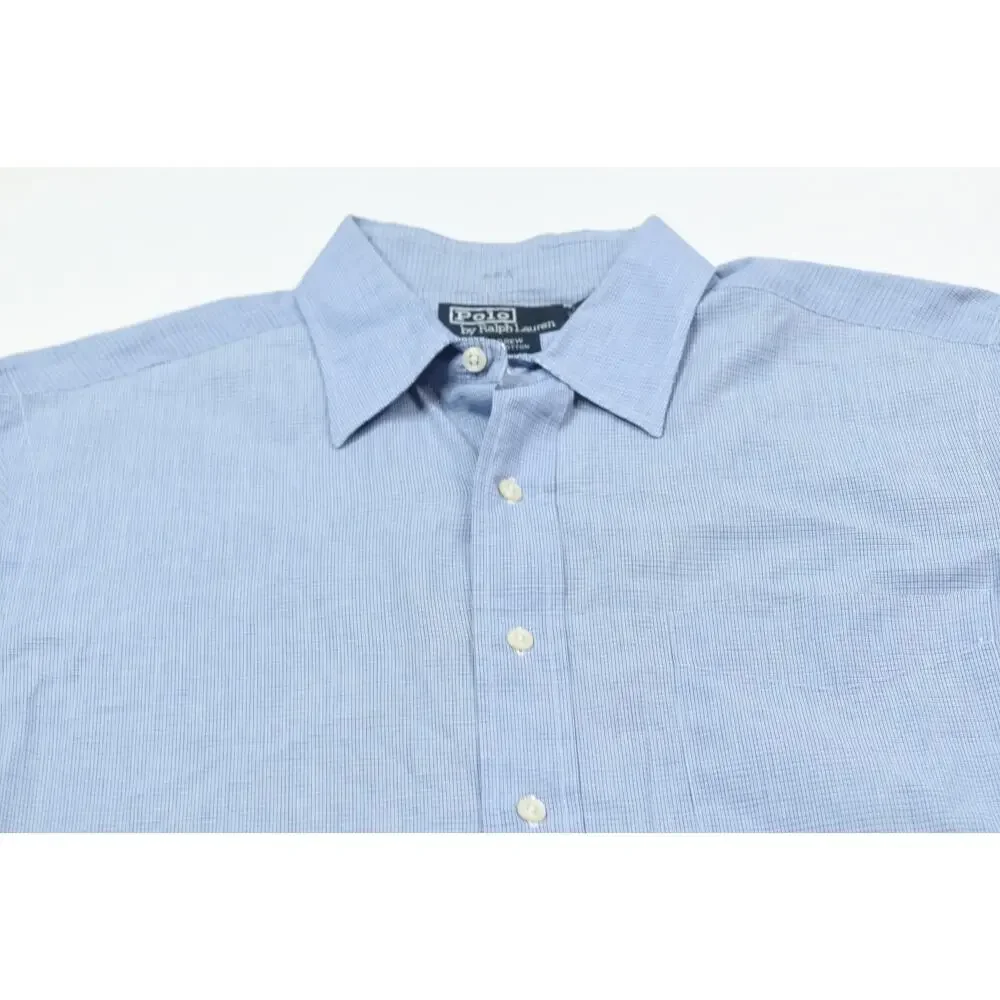 Vintage Polo Ralph Lauren Andrew Shirt Mens 16.5 Blue Plaid Long Sleeve Classic
